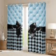 thumbnail image 2 of Manfei Geometric Grid Blackout Curtains,Fashion Bowknot Curtains Pack of 2 (42x84 Each), 2 of 6