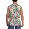 thumbnail image 4 of Lsque Rose Flowers Print Men's Cotton Blend Sleeveless Muscle Shirts (S-3XL)- Moisture Wicking, Odor Protection, UPF 30+,, 4 of 8