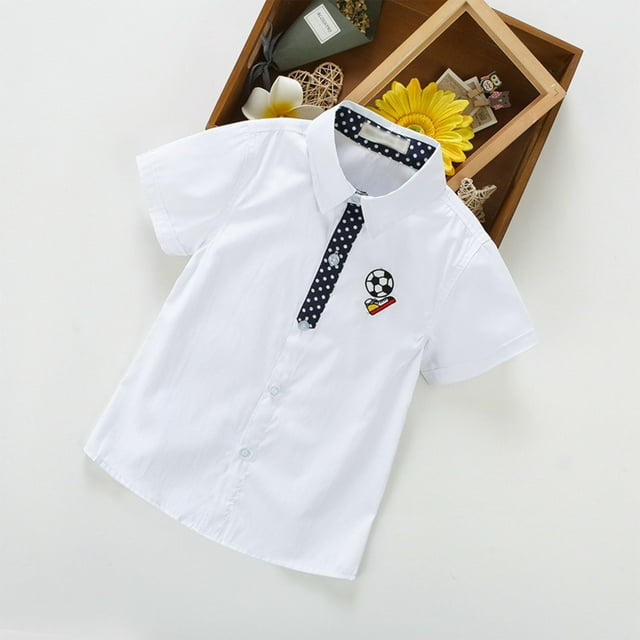 Chemise à Manches Courtes Col Rabattu, Chemises pour Enfants Manches Courtes Imprimé Graphique Chemise Fine Décontractée pour Garçon de 3-8 Ans Chemise à Manches Courtes pour Enfants