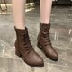 thumbnail image 1 of Botas de algodón de tacón medio de terciopelo para mujer Botas de cuero de tubo medio con punta estrecha Botas de moda Zapatos Wmkox8yii  sdhk72, 1 of 5