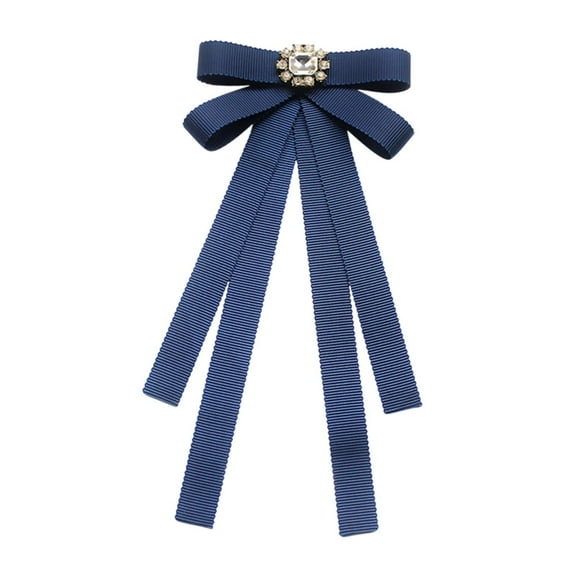 EHJRE Bow Tie for Women Pre Tied Bowtie Fashion Neck Tie Brooch Pin Ribbon Tie for School Uniform Wedding Costume Accessories Party Dark Blue