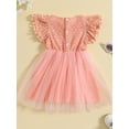 thumbnail image 4 of xiaxaixu Enfants Filles Robes, Manches Courtes Col Rond Dentelle Floral Tulle Princesse une Partie Doublé Robe de Taille Haute, 4 of 8