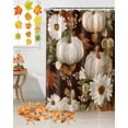 thumbnail image 2 of Fall Shower Curtain White Pumpkin Bathroom Curtains with Hooks, Waterproof Fabric Daisy Floral Maple Leaves Thanksgiving Bath Shower Curtains Set for Bathroom Bathtubs Decor 36x72 Inch, 2 of 7