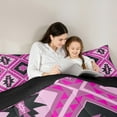 thumbnail image 5 of jejeloiu Southwestern Aztec Geometric Full Size Comforter Sets,Boho Exotic Style Bedding Comforter Set,Pink Black Bedding Sets For Men Women,Super Cozy Room Decor Reversible,3pcs, 5 of 8