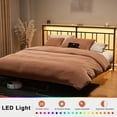 thumbnail image 2 of GUNAITO King Size Floating Bed Frame Metal Platform Bed with LED Lights & Charging Station Modern Bed with Headboard and Under-bed Storage Black, 2 of 9