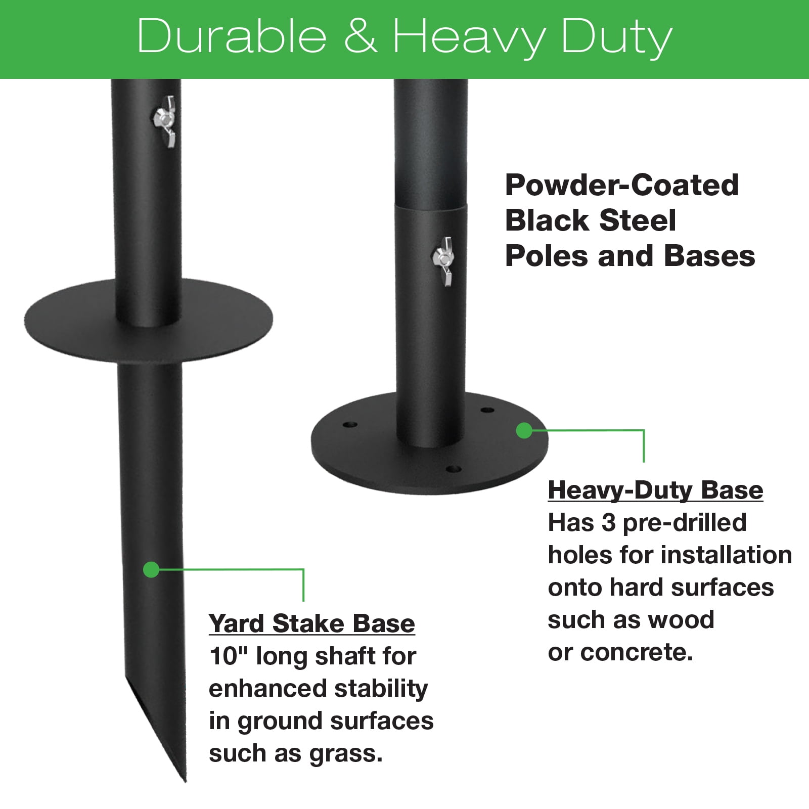Excello Global Products EGP-HD-0361 Bistro Outdoor String Light Poles for Backyard, Universal Mounting Options Included, Extends to 10 Feet, 4 Pack, Poles Only