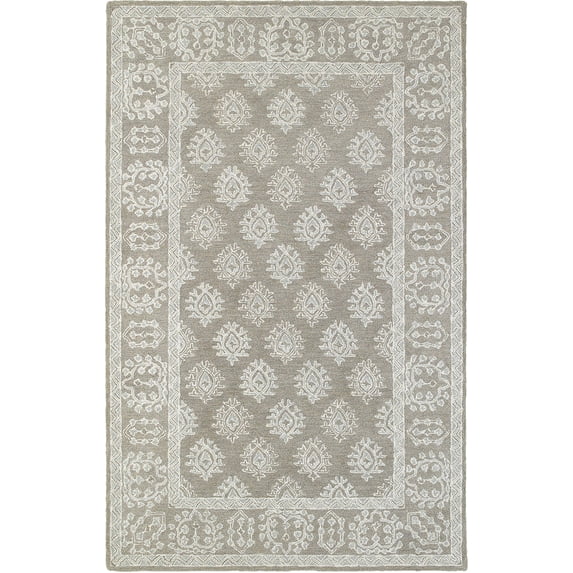 Moretti Ann Area Rug 81202 Grey Bordered Rings 8' x 10' Rectangle