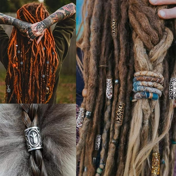 Viking Beard Beads SET of 4 / 8 / 12 Hair Rings Medieval Celtic Norse  Dreadlocks