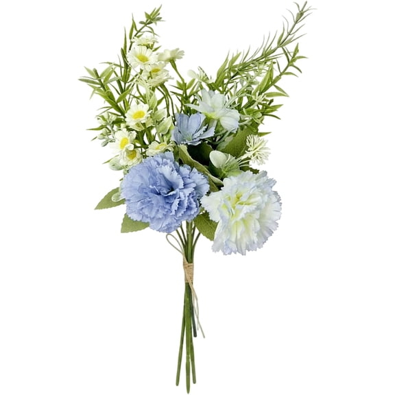 1 Bouquets Finished Carnation Artificial Flowers,High-End Fake Flower Bouquets,Handheld Bouquet for Photography Prop,Living Room Decoration and Holiday Ornament,6.29x11.4 in(Blue)