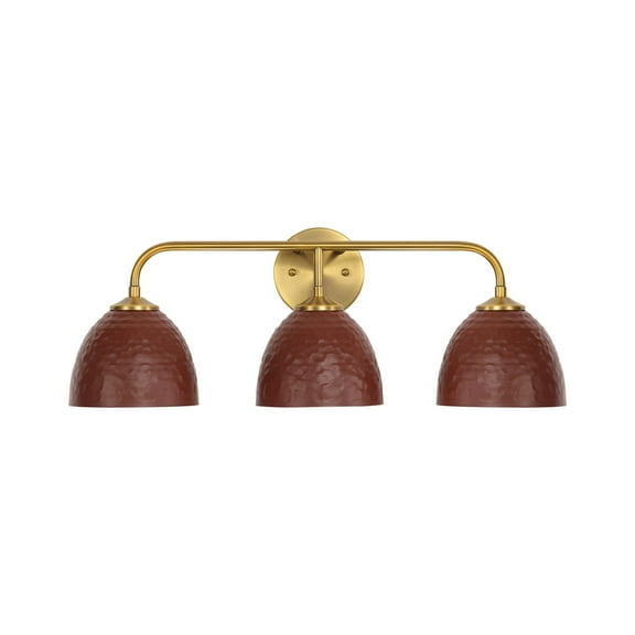 Golden Lighting Shepard 3-light Vanity in Modern Brass and Russet Clay shade