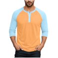 thumbnail image 2 of Long Sleeve Raglan Henley for Men Casual T-Shirts Summer Spring Color Block Baseball Shirts Fashion Outdoor Streetwear, 2 of 7