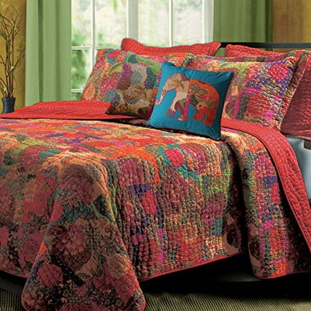 Greenland Home Jewel Quilt Set 5 Piece King Cal King Red