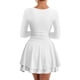 thumbnail image 2 of Mini vestido de mujer con cuello cuadrado y bajo con volantes - Corsé de manga larga con fruncido en la cintura, doble tejido, para fiestas y discotecas, tallas S-XL, 2 of 6