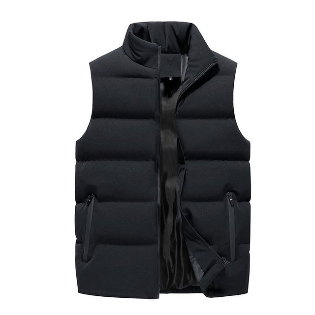 Chaleco de hombre Otoño e Invierno Deportes Ocio Cuello Algodón Engrosado Chaleco de algodón Chaqueta de hombre Sin mangas Moda