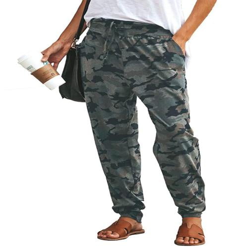 QILINXUAN Womens Camo Cargo Trousers Casual Pants Military Army Combat Camouflage Print 