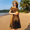 thumbnail image 4 of Disketp Sunset Sunflower Cow A para Vestido de Manga Corta para Mujeres, Vestidos de Verano para Mujeres, Casual y Holgado para la Playa, 4 of 6
