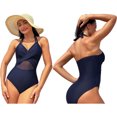 thumbnail image 4 of One Piece Swimsuits for Women Sexy Cutout Mesh Criss Cross Push Up Bathing Suits, 4 of 9