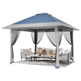 thumbnail image 2 of BouPower 13x13 Pop Up Canopy Gazebo,Canopy Tent,Outdoor Gazebo for Backyard & Patio Furniture,Pop Up Tent with Mosquito Netting & Double Roof for Backyard,Garden,Parties,Lawns,Outdoor and BBQs, 2 of 7