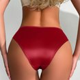 thumbnail image 4 of LNWUY Women's Fashion Solid Color Satin Silk Lace Hipster Panties Seamless Briefs Underwear Underpant Red S, 4 of 4