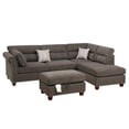 thumbnail image 3 of Poundex 3 Piece Fabric Sectional Sofa Set with Storage Ottoman in Tan Brown, 3 of 3