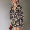 thumbnail image 4 of Vestido mini con escote en V y manga larga, vestido mini con escote en V y estampado floral, vestido mini con escote en V y estampado floral con cinturón, rendimiento confiable, 4 of 7
