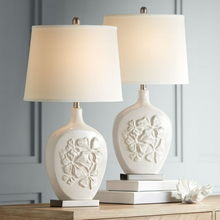 lamps table bedroom ceramic living bedside nightstand oval shade regency country ivory cottage hill walmart