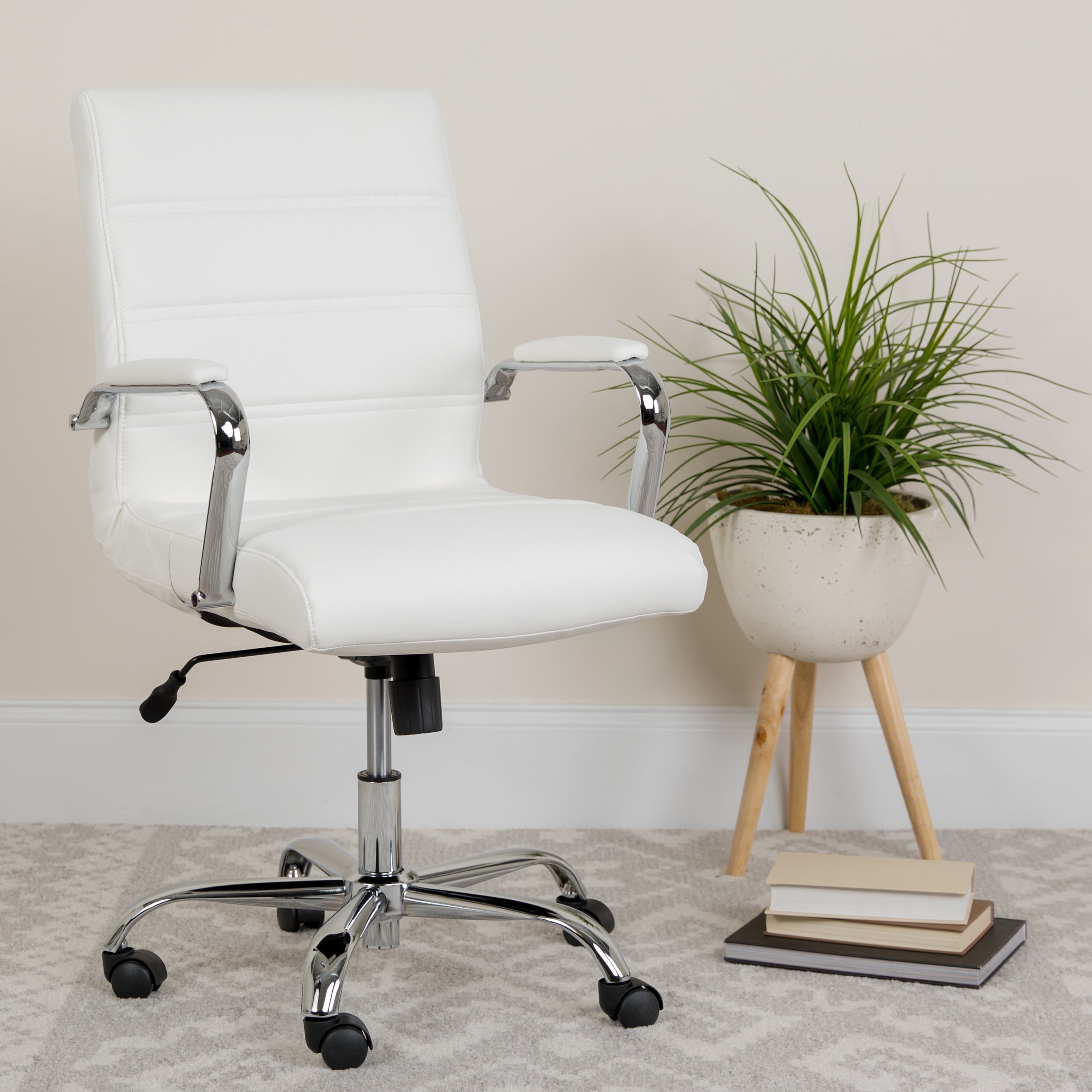 Flash Furniture MidBack White LeatherSoft Executive Swivel Office