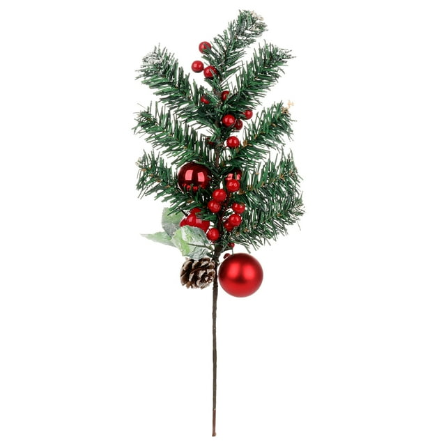 Red Berry Stems Artificial Pine Picks for Christmas Tree Decorations Christmas Flower Arrangements Wreath