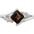 thumbnail image 5 of Sterling Silver Rhodium Princess-Cut Smoky Quartz & Diamond Ring (Size 7) Made In Thailand qr2798-7, 5 of 5
