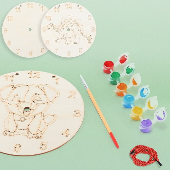 DIY Clock Kit, Make Your Own Clock, Wooden Painting Kit DIY Arts & Crafts, Animals