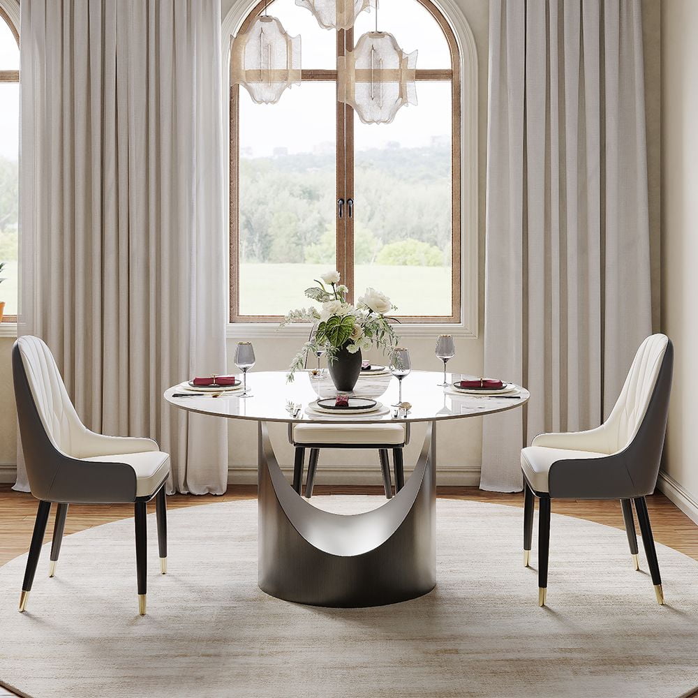 Hobart - Round Glossy Sintered Stone Dining Table