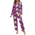 thumbnail image 4 of XIAOCHA Women Halloween Print Pajama Set Long Sleeve Button Down Sleep Pant Set, 4 of 5