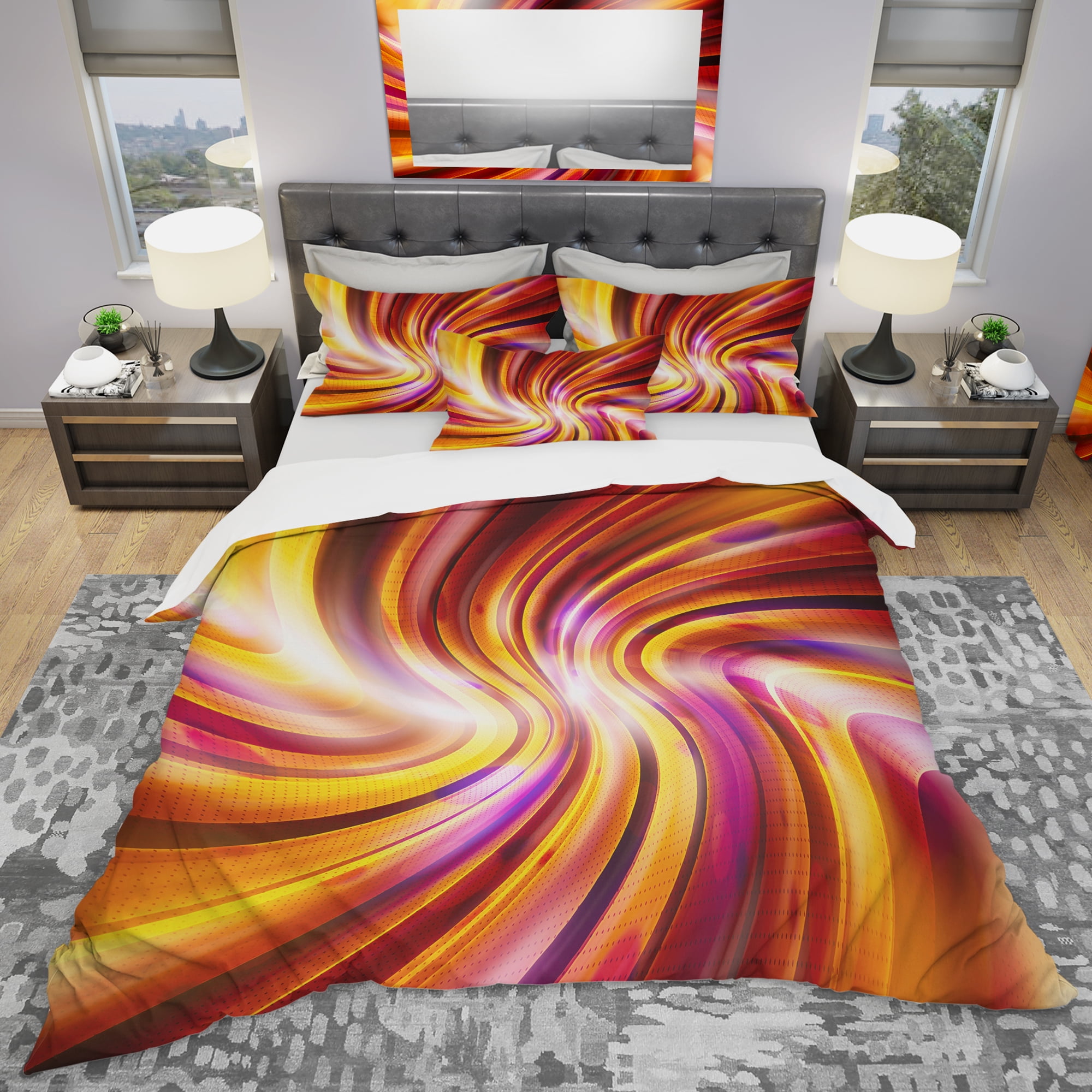 Designart 'Warm Rainbow Abstract' Modern & Contemporary Duvet Cover Set