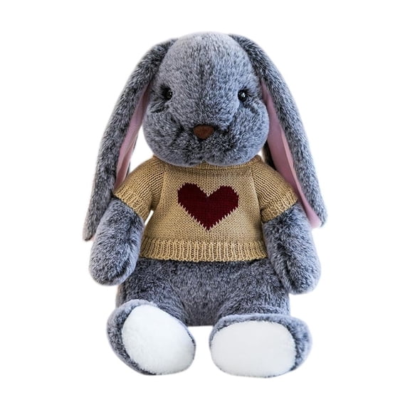 Free Express Easter Bunny Plush Stuffed Animal with Removable Heart Knit Sweater Soft Fluffy Rabbit Toy for Spring Home Decor Easter Gift and Playtime