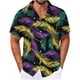 thumbnail image 2 of Blusa y camisa de manga corta con cuello vuelto para hombre, camisa de cuello abotonado con estampado de carnaval, blusa de longitud media para hombre, 2 of 7