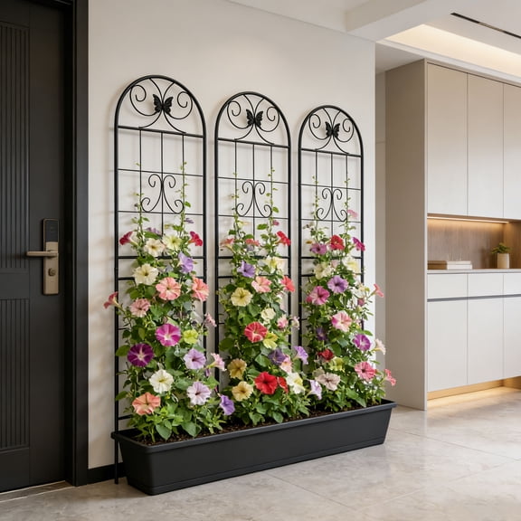 Heavy Duty Rustproof Black Iron Garden Trellis 2 Pack  71" x 19.7" For Potted Plant Support & Climbing Vines