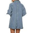 thumbnail image 4 of Women Casual Zip Up Spring Long Sleeve Oversized Denim Jackets with Pocket, 4 of 6