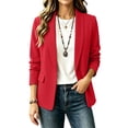 thumbnail image 2 of Oversized Hoodie Jacket Ndbuld Women's casual winter solid-color fitted lapel blazer cardigan top Red XL, 2 of 6