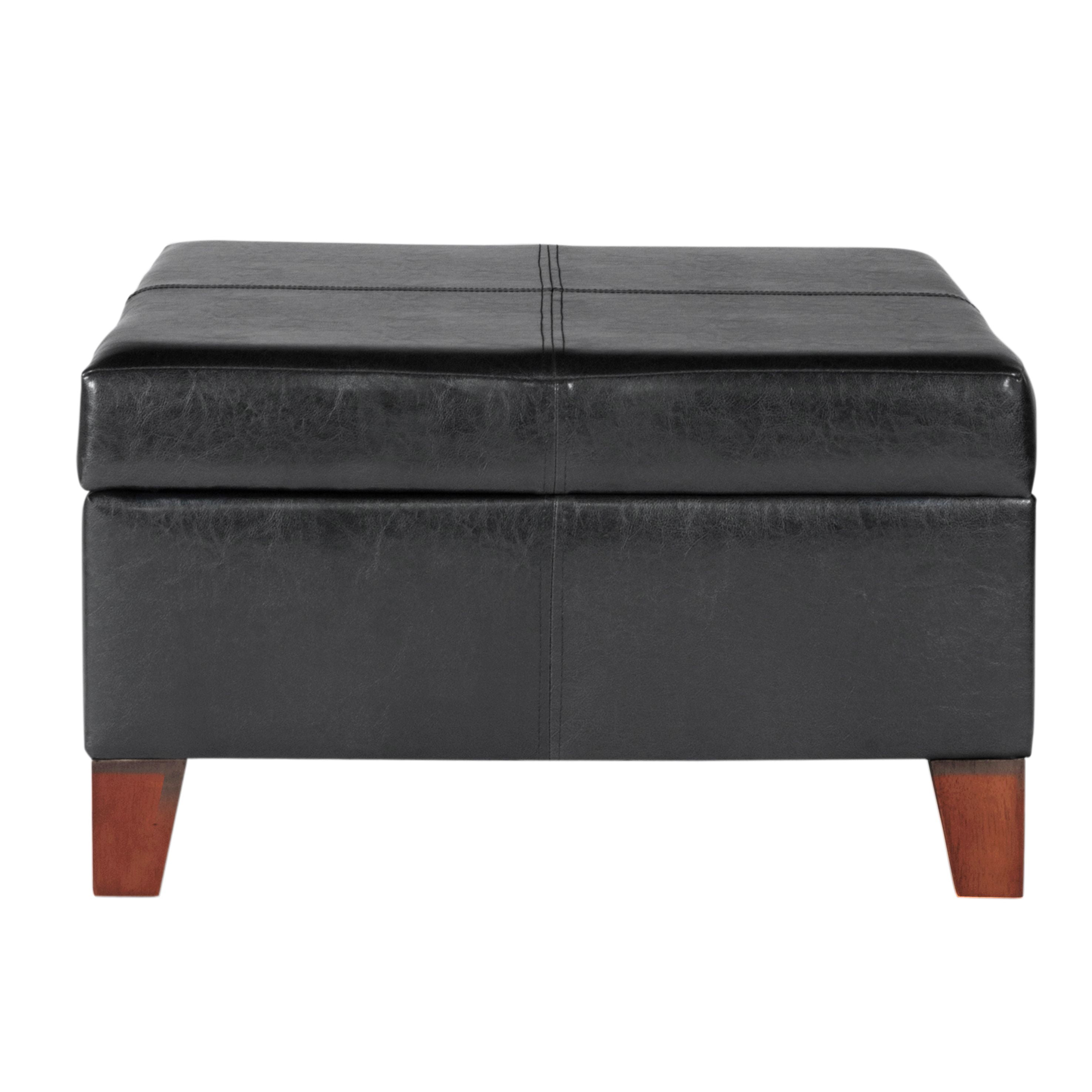 HomePop Luxury Leather Storage Ottoman, Multiple Colors