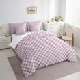thumbnail image 3 of Castle Fairy Teens Geometric Plaid 7-Piece Twin Bedding Sets,Grey Pink Bedding Comforter Set,Minimalist Lattice Breathable Sheet Sets,Ultra Soft Home Decor, 3 of 8
