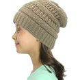 thumbnail image 5 of Gorro de punto de invierno para niños, gorro cálido con forro polar, gorro de bebé con diseño de calavera para niñas y niños, color caqui, negro y azul marino, 5 of 5