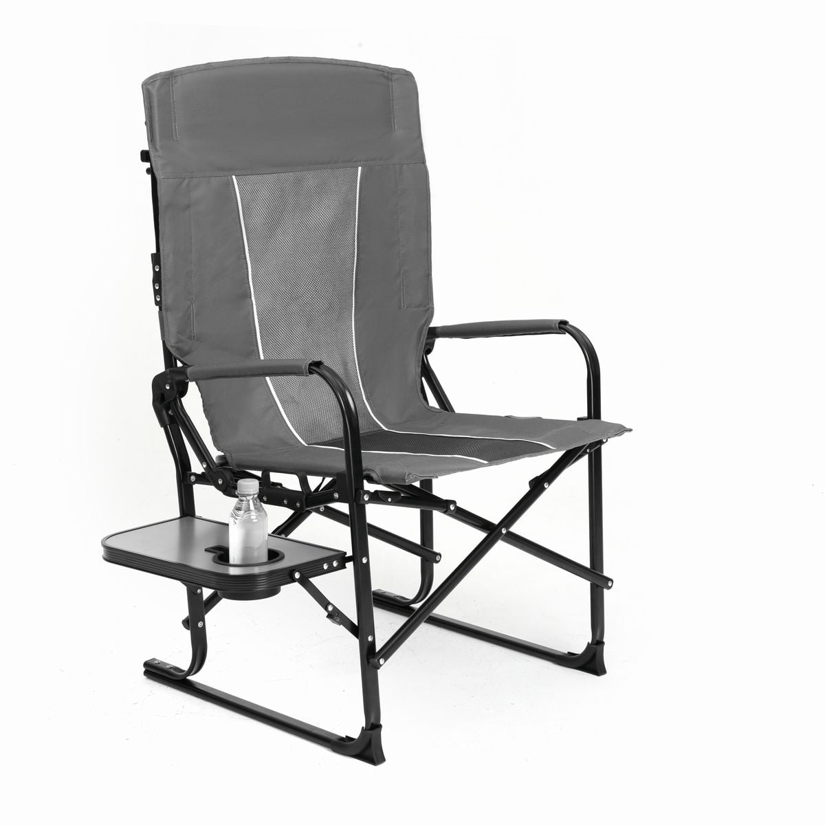Sailvan Heavy Duty Camping Directors Chair, Oversized Folding Chair with Side Table & Pocket for Beach Picnic Fishing, Grey