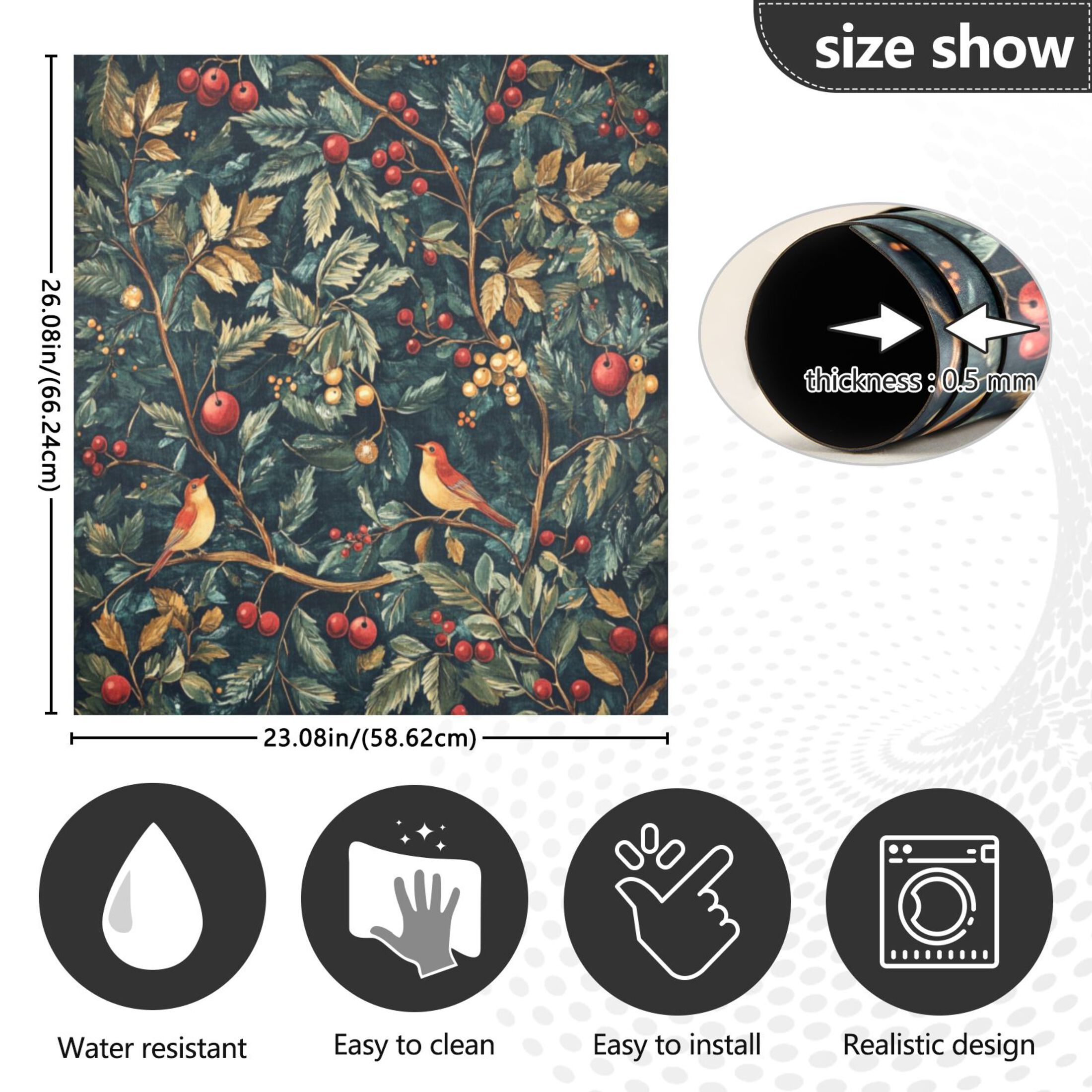 Dishwasher Magnetic Sticker 23x26 Inch Refrigerator Magnetic Sticker Washing Machine Magnetic Sticker Kitchen Panel Magnetic Sticker Home Decor Christmas Bird Pattern