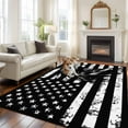 thumbnail image 3 of Eagle Head Washable Living Room Rugs 5'x7', Black American Flag Vintage Stripes Animal Low Pile Throw Large Area Rugs Non-Slip Sturdy Edge Binding Carpet for Dining Room Bedside Kitchen, 3 of 9