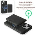 thumbnail image 3 of Compatible for iPhone 13 Wallet Case, Detachable PU Leather Purse Phone Cover with Flip Stand, Support Magnetic Mag-Safe Charging, Shockproof Protective Case for iPhone 13, Black, 3 of 6