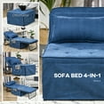 Folding Sofa Bed, Button Tufted Ottoman Sleeper Chair Bed, Blue