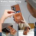 thumbnail image 5 of Case for Samsung Galaxy Z Fold 7, PU Leather PC + TPU Protective Case with Detachable Strong Magnetic Card Pocket Kickstand Shockproof Anti-Scratch Non-Slip Slim 3 In 1 Phone Case Cover, Brown, 5 of 11