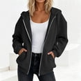 thumbnail image 7 of cocolona Womens Zip Up Hoodie Fall Winter Long Sleeve Oversized Hooded Sweatshirt Trendy Solid Color Jackets Tops with Pockets, 7 of 7