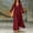 Wine Red, variant on Morttic Women's Solid Color V-Neck Puff Sleeve Flowy Maxi Dress – Empire Waist Boho Casual Vacation Beach Long Dress Beige,S