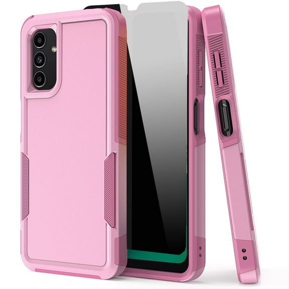 NIFFPD Samsung Galaxy A13 5G Case with Screen Protector (Anti Spy Privacy) Tough Rugged Shockproof Protective Phone Case for Galaxy A13 5G Pink